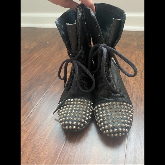 Steve Madden Spiked Combat Boots - Picture 2 of 6